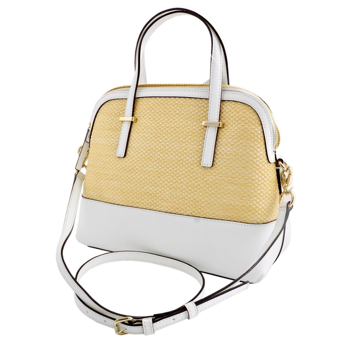 ケイトスペード Kate Spade PXRU6427 108 Natural/Bright White ストロー×レザー 2WAY ショルダー ハンドバッグ かごバッグ Cedar Street Straw Maise