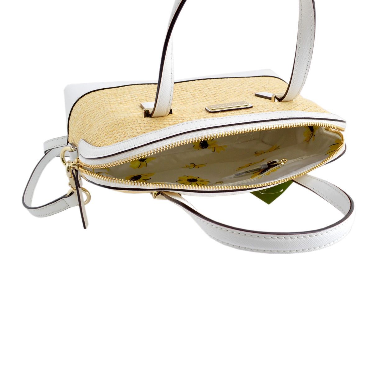ケイトスペード Kate Spade PXRU6427 108 Natural/Bright White ストロー×レザー 2WAY ショルダー ハンドバッグ かごバッグ Cedar Street Straw Maise