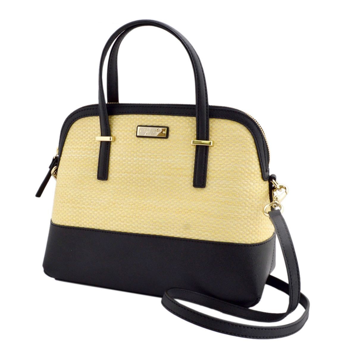 ケイトスペード Kate Spade PXRU6427 159 Natural/Black ストロー×レザー 2WAY ショルダー ハンドバッグ かごバッグ Cedar Street Straw Maise