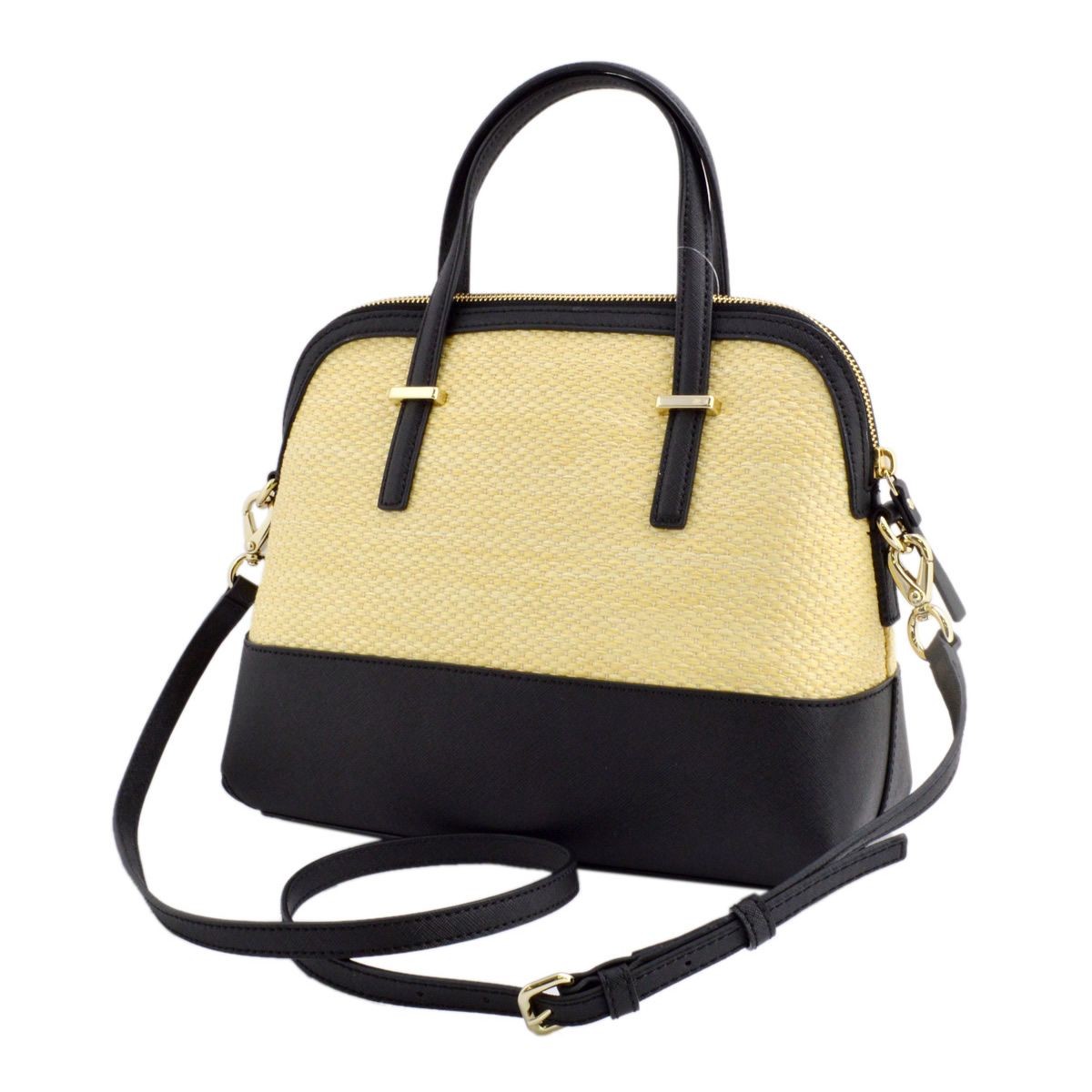 ケイトスペード Kate Spade PXRU6427 159 Natural/Black ストロー×レザー 2WAY ショルダー ハンドバッグ かごバッグ Cedar Street Straw Maise