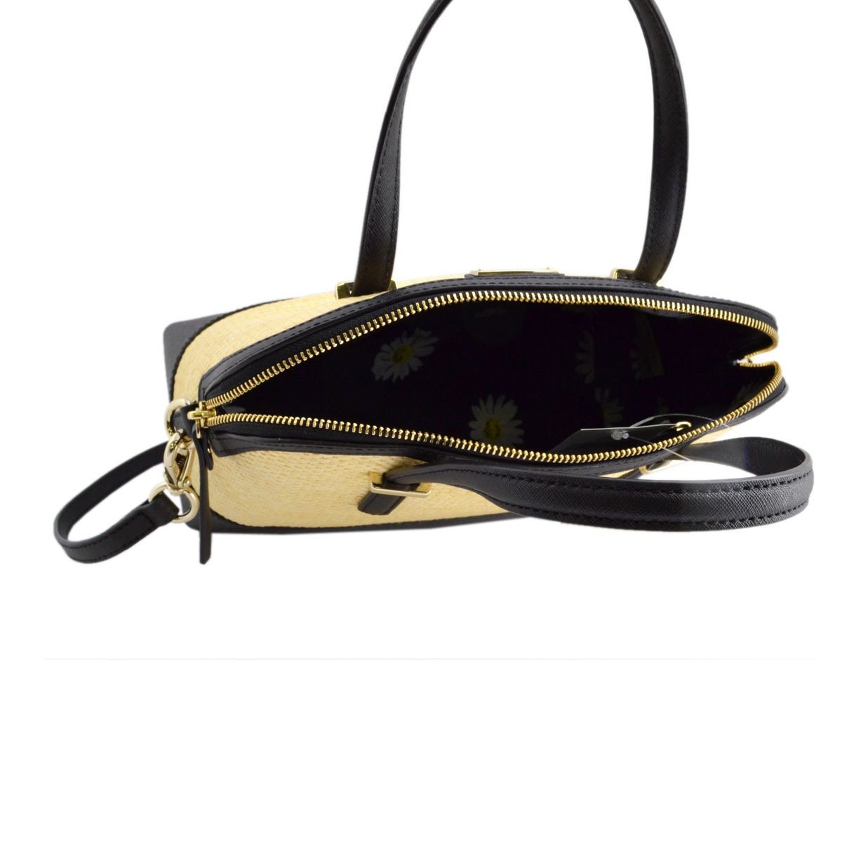ケイトスペード Kate Spade PXRU6427 159 Natural/Black ストロー×レザー 2WAY ショルダー ハンドバッグ かごバッグ Cedar Street Straw Maise