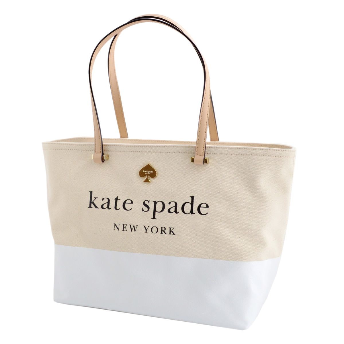 ケイトスペード Kate Spade PXRU6572 108 Natural/Bright White キャンバス ショルダー トートバッグ  A4サイズ対応 Lott Street Francis