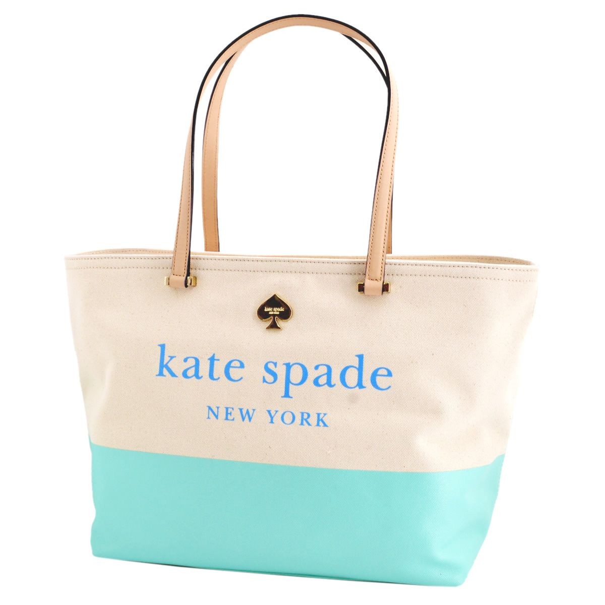 ケイトスペード Kate Spade PXRU6572 279 Natural/Mint Liqueur キャンバス ショルダー トートバッグ  A4サイズ対応 Lott Street Francis