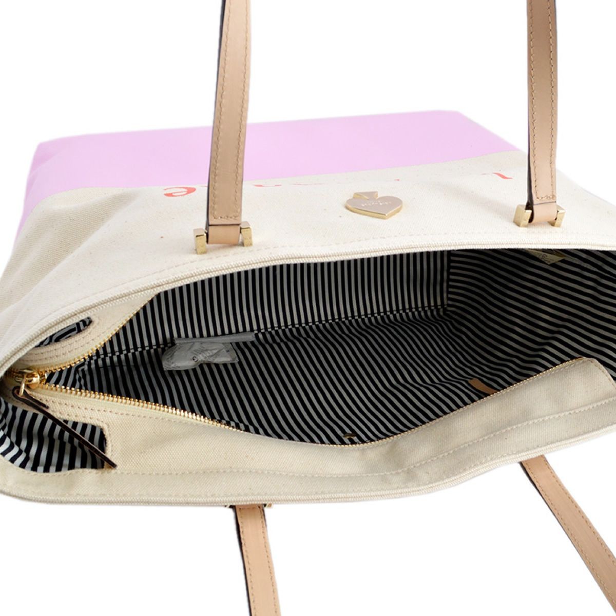 ケイトスペード Kate Spade PXRU6572 280 Natural/Vibrant Pink キャンバス ショルダー トートバッグ  A4サイズ対応 Lott Street Francis