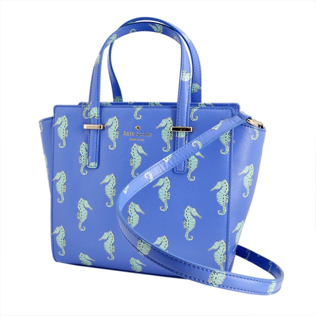 ケイトスペード Kate Spade PXRU6720 488 Adventure Blue タツノオトシゴ プリント 2WAY ショルダー ハンドバッグ Cedar Street Seahorses Small Hayden