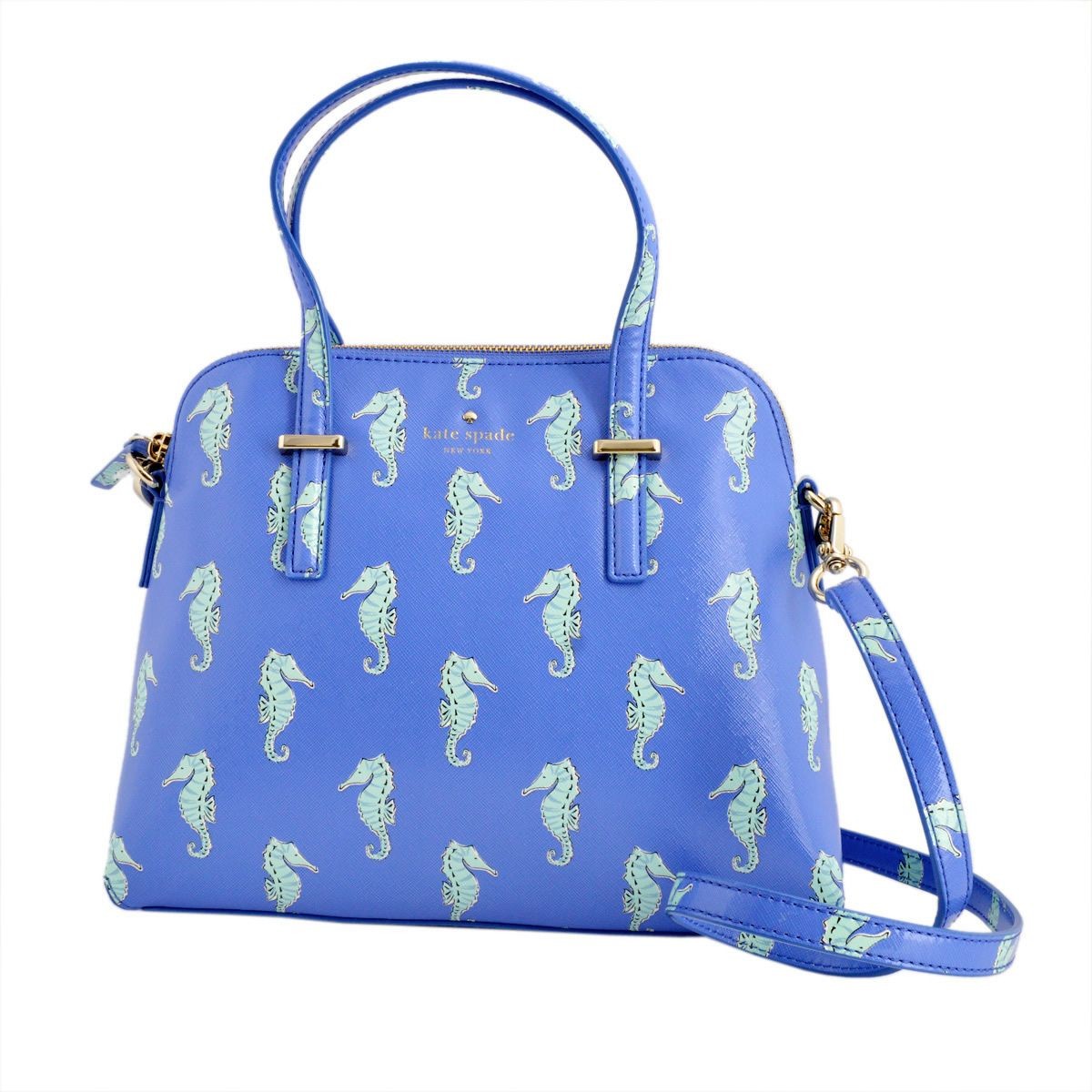 ケイトスペード Kate Spade PXRU6896 488 Adventure Blue タツノオトシゴ プリント 2WAY ショルダー ハンドバッグ Cedar Street Seahorses Maise