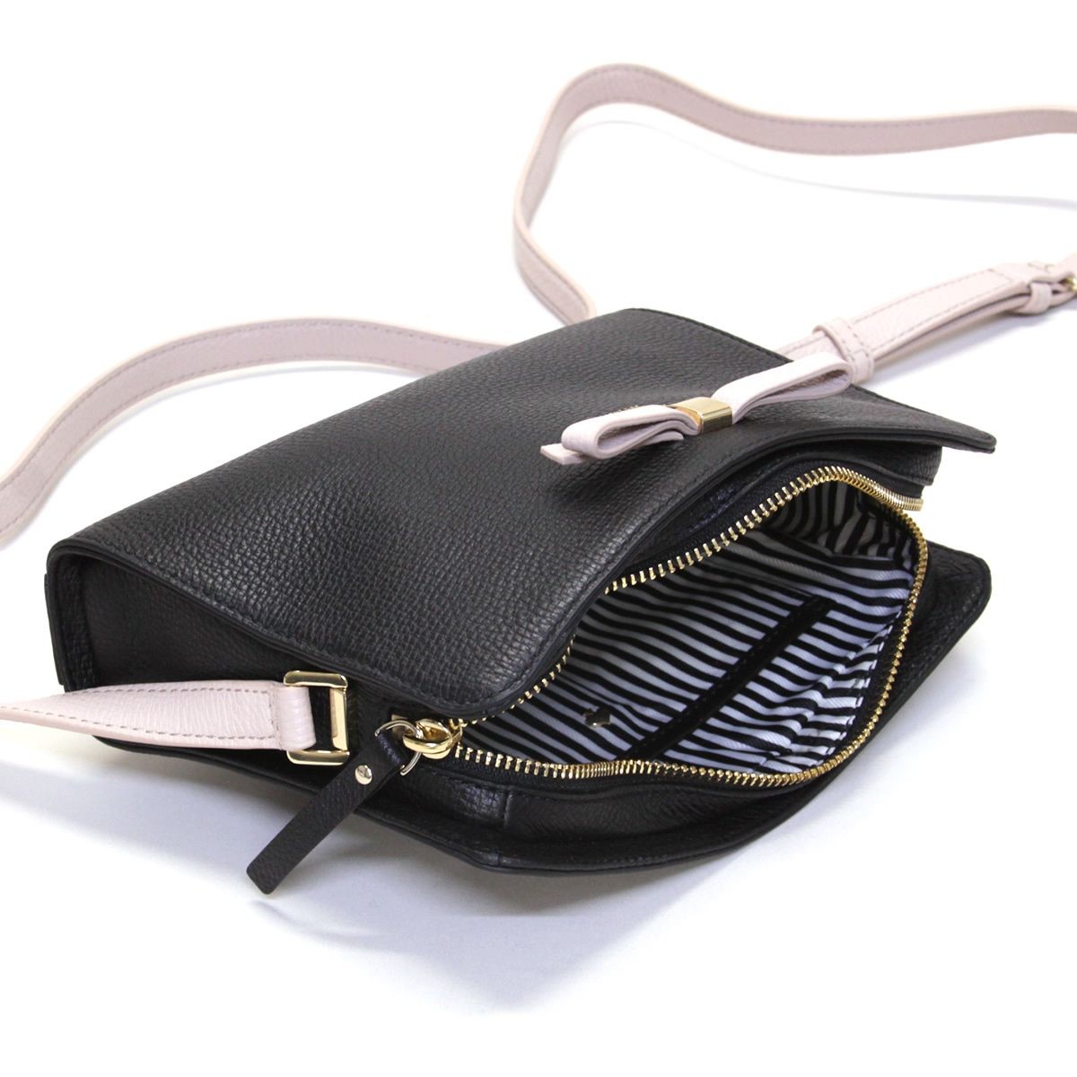 ケイトスペード Kate Spade PXRU6777 024 Black/Rose Cloud リボンモチーフ ショルダーバッグ クロスボディ Henderson Street Fannie