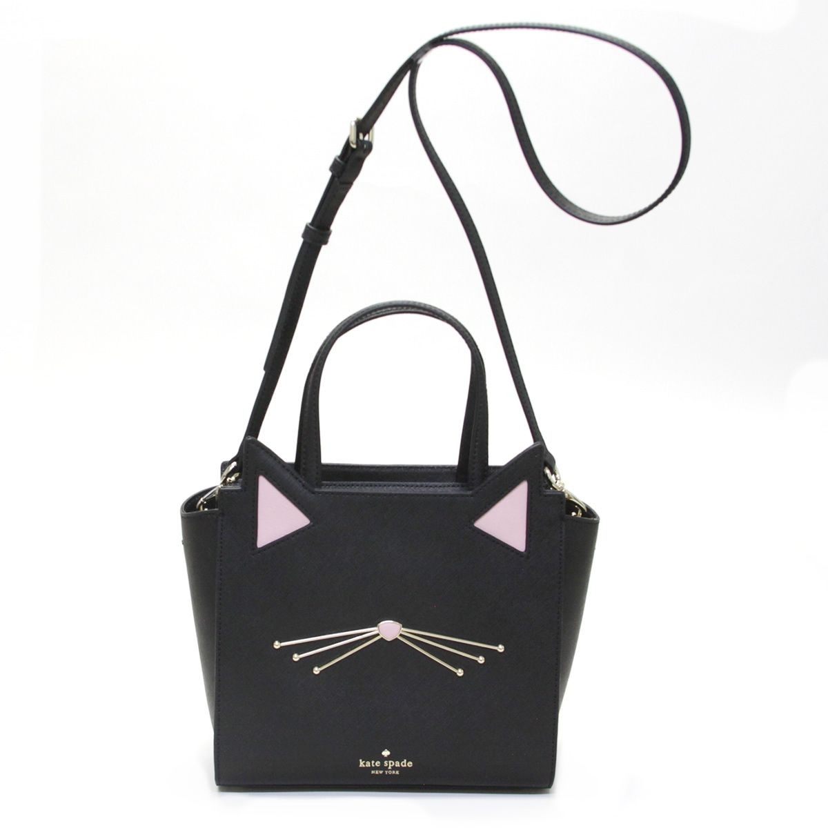 ケイトスペード Kate Spade PXRU7047 001 Black ネコモチーフ ネコ型 2WAY ショルダー ハンドバッグ Jazz Things Up Cat Small Hayden