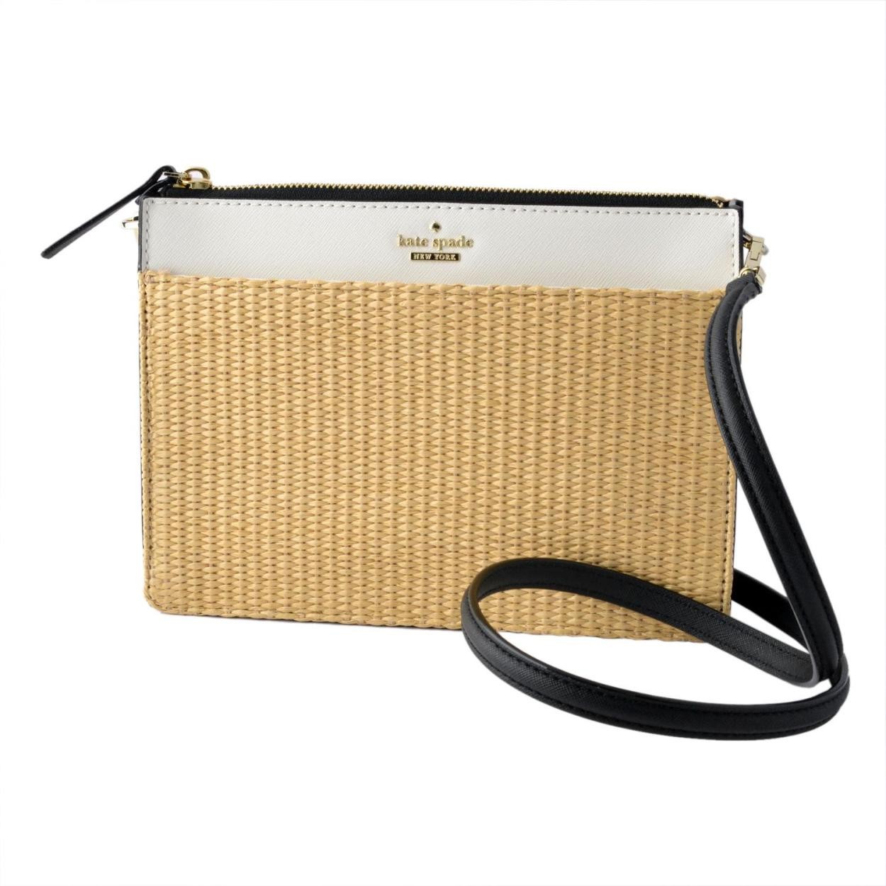 ケイトスペード Kate Spade PXRU7529 001 ショルダーストラップ付 かごバッグ クラッチバッグにも♪ CAMERON STREET STRAW clarise