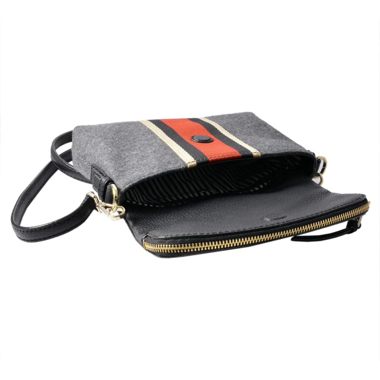 ケイトスペード Kate Spade PXRU8053 072 ウール＆レザー 異素材ミックス ショルダーバッグ クロスボディ JACKSON STREET FABRIC small harlyn