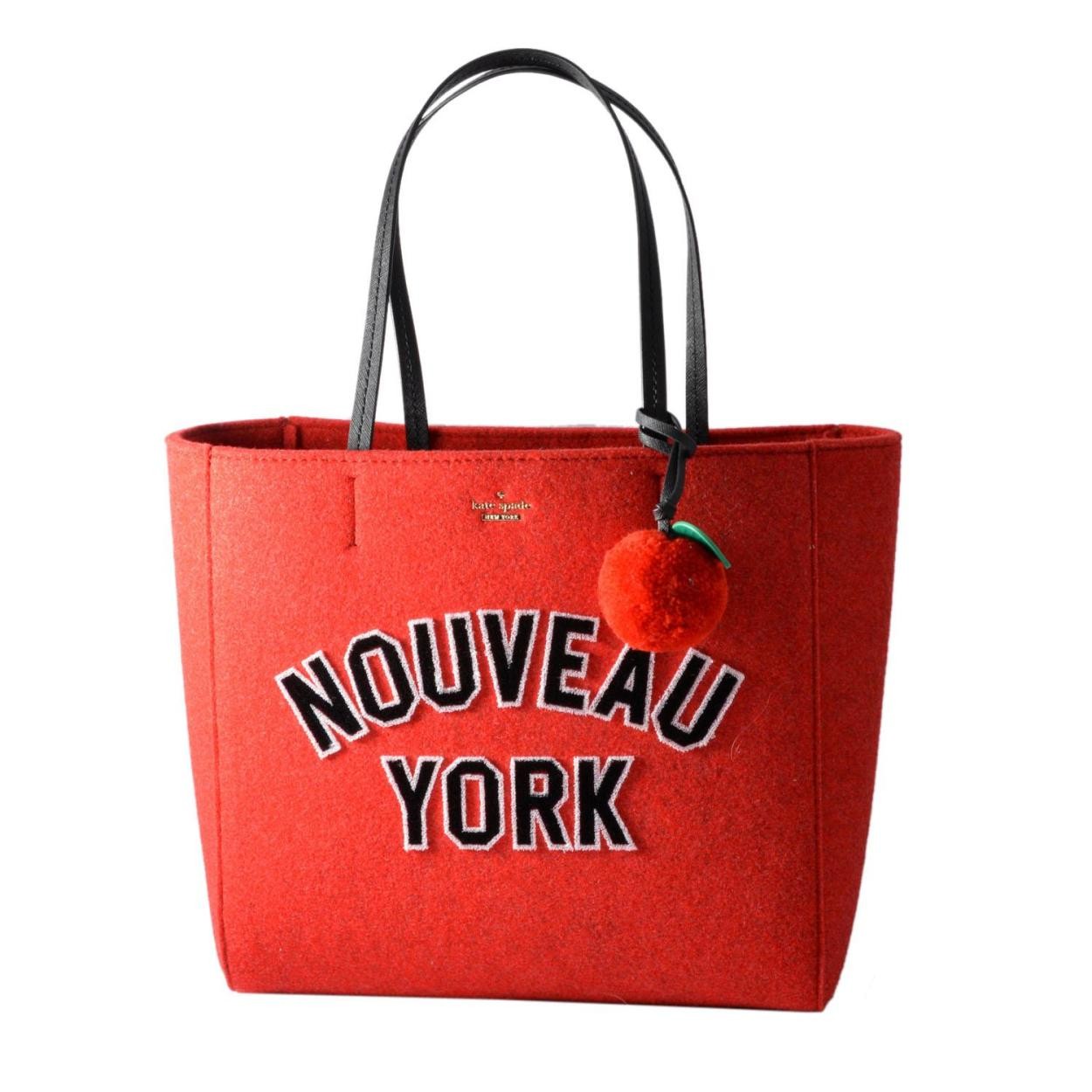 ケイトスペード Kate Spade PXRU8115 631 アップルチャーム付 フェルト ショルダー・トートバッグ （A４サイズ対応） NOUVEAU YORK hallie