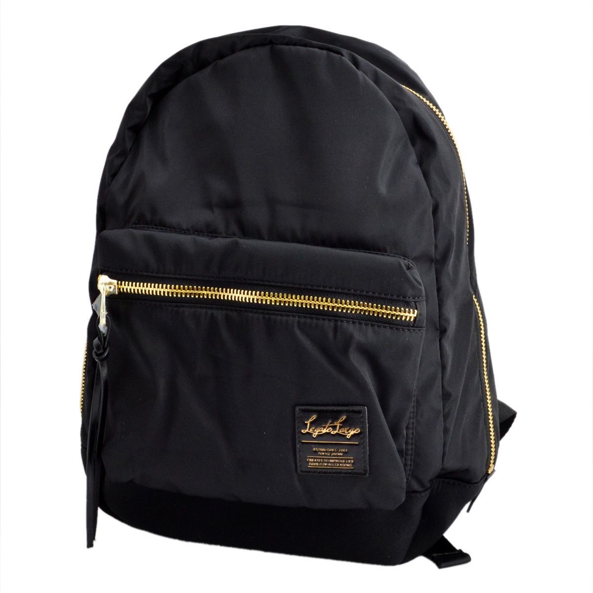 レガートラルゴ Legato Largo  LH-B1021-BK 高密度ナイロン×ダイバー素材 ゴールドメタルZIP リュックサック バックパック 【通勤通学】【A4】【正規品】