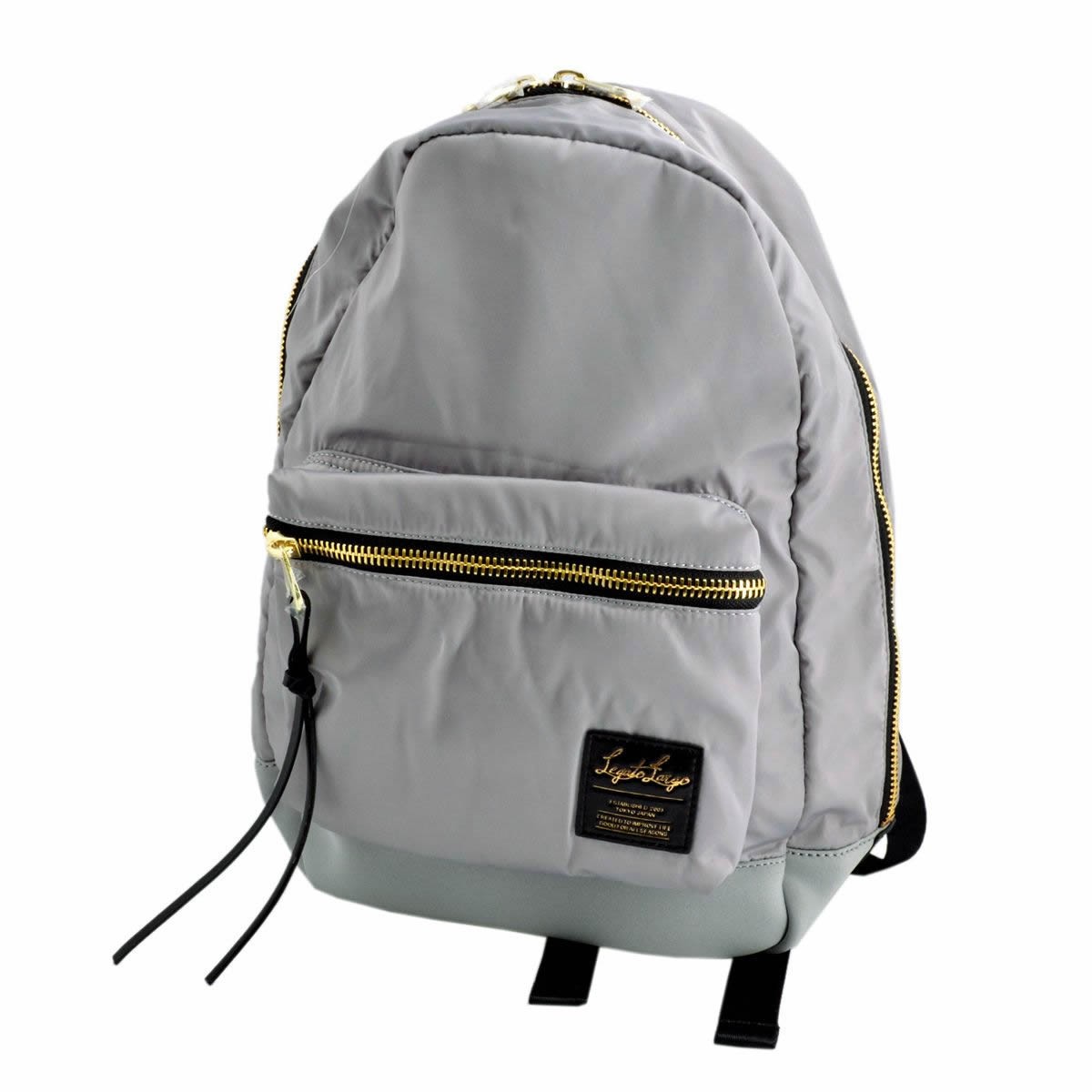レガートラルゴ Legato Largo  LH-B1021-SGY 高密度ナイロン×ダイバー素材 ゴールドメタルZIP リュックサック バックパック 【通勤通学】【A4】【正規品】