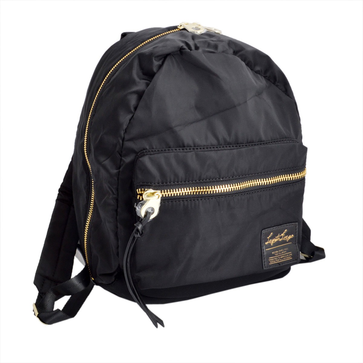 レガートラルゴ Legato Largo  LH-B1027-BK 高密度ナイロン×ダイバー素材 ゴールドメタルZIP ミニ リュックサック バックパック 【通勤通学】【正規品】