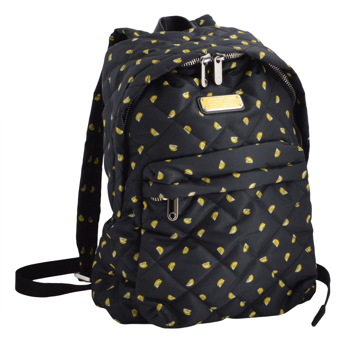 マークバイマークジェイコブス MARC BY MARC JACOBS M0007641 912 Lemon Print Crosby Quilt Nylon Printed Fruit Backpack クロスビー レモン柄 キルティング ナイロン バックパック リュックサック ≪2016SS≫ A4サイズ対応