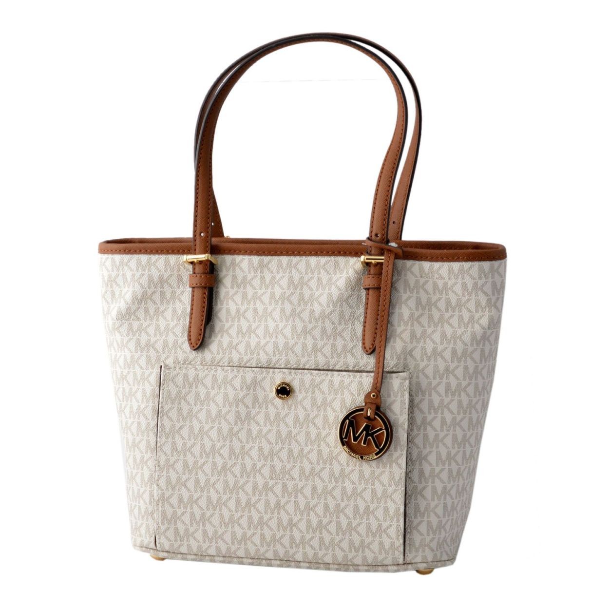 マイケルコース MICHAEL KORS 30S7GTTT8B Vanilla  MKチャーム付 シグネチャー柄 トートバッグ JET SET ITEM