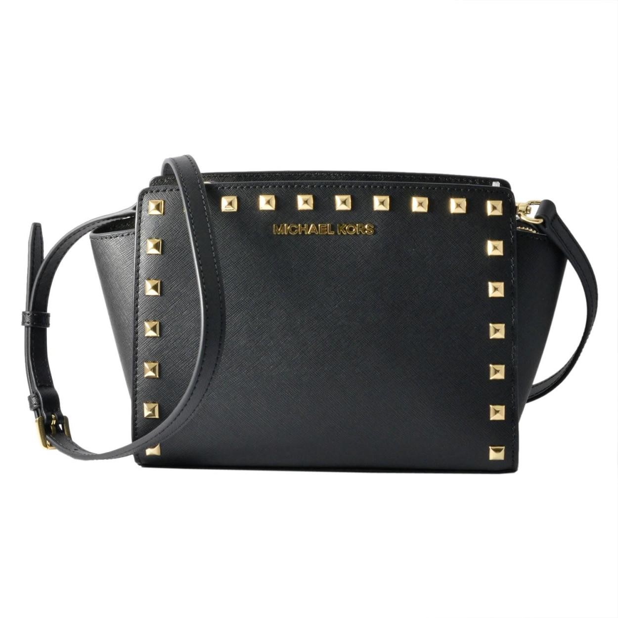マイケルコース MICHAEL KORS 30T3GSMM2L BLACK スクエアスタッズ ショルダーバッグ クロスボディ ミディアム メッセンジャー SELMA STUD
