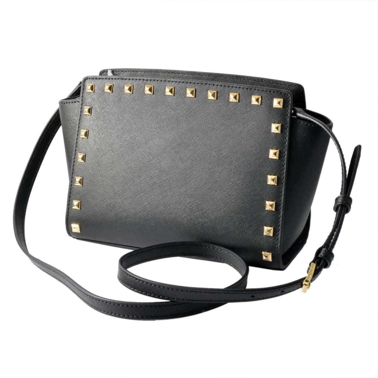 マイケルコース MICHAEL KORS 30T3GSMM2L BLACK スクエアスタッズ ショルダーバッグ クロスボディ ミディアム メッセンジャー SELMA STUD