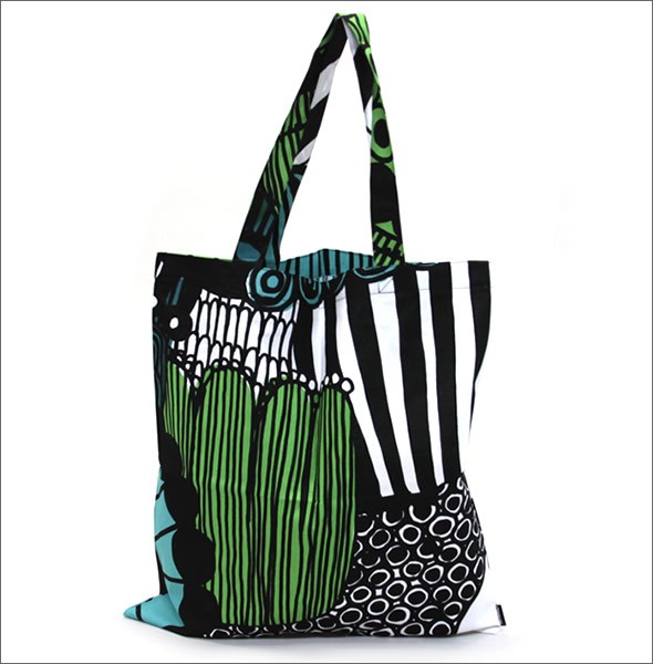 マリメッコ SIIRTOLAPUUTARHA BAG シィールトラプータルハ 菜園モチーフ ファブリック トートバッグ  エコバッグ 063664 160 white/green/turquoise
