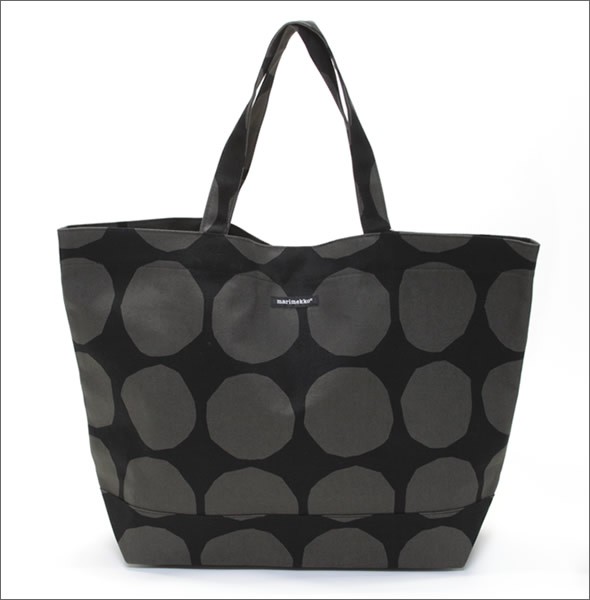マリメッコ PIENET KIVET OPAALI ピエネット キヴェット ドット柄 コットン・キャンバス ショルダー・トートバッグ 022960 980 black/grey