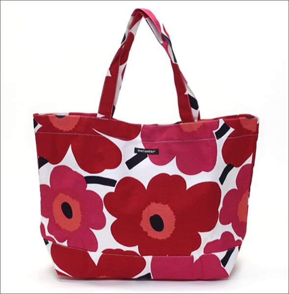 マリメッコ PIENI UNIKKO BAG　 ウニッコ柄 コットンキャンバス ショルダー・トートバッグ 038151 001 white/red