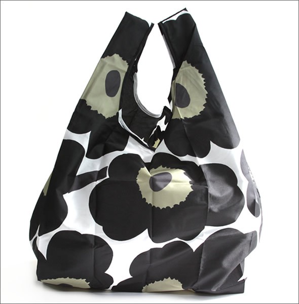 マリメッコ PIENI UNIKKO SMARTBAG  ウニッコ柄 収納ポーチ付 ショッピングトートバッグ エコバッグ 使わない時はコンパクトにたためて便利♪　 040470 030  white/black/olive