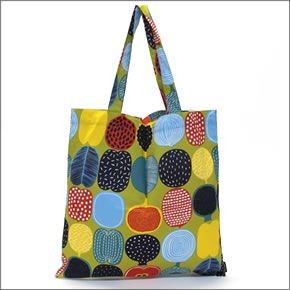 マリメッコ KOMPOTTI BAG コンポッティ フルーツモチーフ ファブリック トートバッグ  エコバッグ 065751 601 green/multicolour