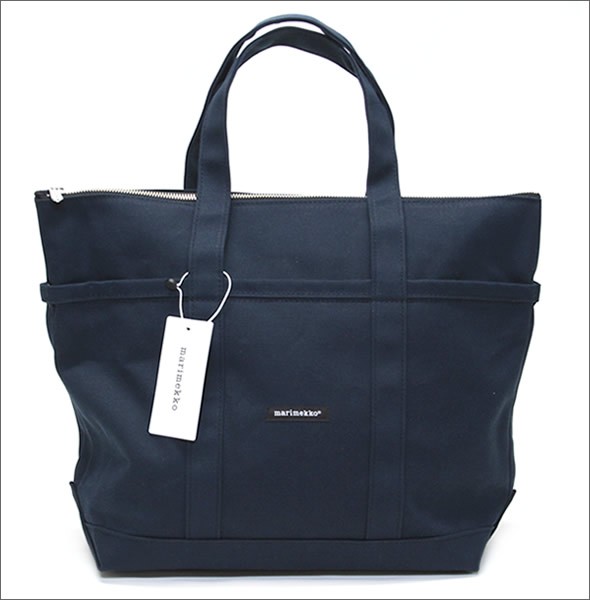 マリメッコ UUSI MINI MATKURI CANVAS BAG コットンキャンバス ショルダー・トートバッグ 040864 002 dark blue