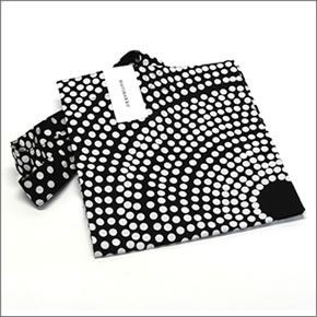 マリメッコ SILVER MEDAL BAG FOKUS フォクス（焦点） ドット柄 ファブリック トートバッグ  エコバッグ 062420 910 D black/white