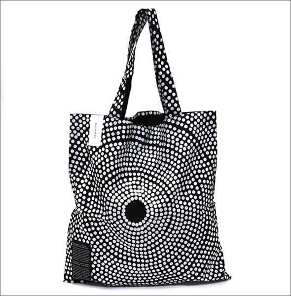 マリメッコ SILVER MEDAL BAG FOKUS フォクス（焦点） ドット柄 ファブリック トートバッグ  エコバッグ 062420 910 D black/white