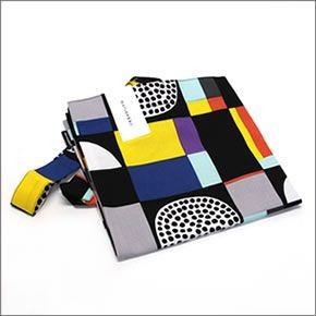 マリメッコ KONTTI BAG コンッティ 幾何学模様 ファブリック トートバッグ  エコバッグ 067032 920 black/yellow/grey/mint