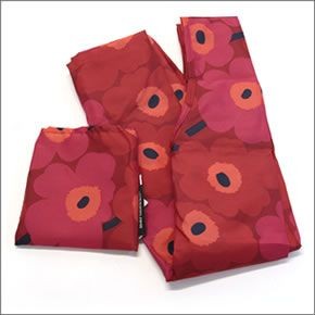 マリメッコ MINI-UNIKKO SMARTBAG  038695 301 red/dark red ミニウニッコ柄 収納ポーチ付 ショッピングトートバッグ エコバッグ 使わない時はコンパクトにたためて便利♪