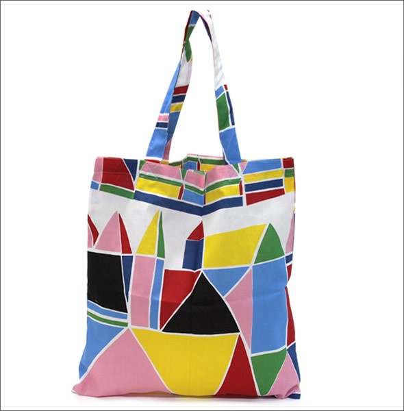 マリメッコ SILVER MEDAL BAG 062420 162 F Spring/summer 幾何学模様 ファブリック トートバッグ  エコバッグ