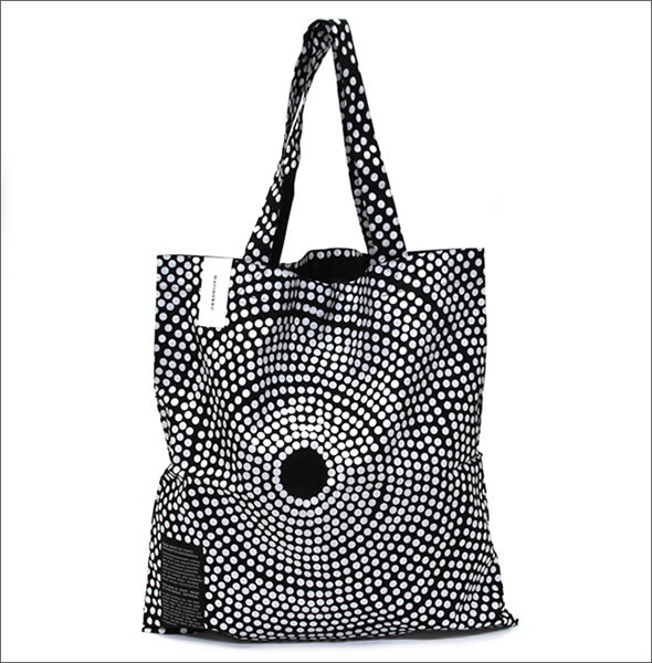 マリメッコ SILVER MEDAL BAG 062420 910 D black/white FOKUS フォクス（焦点） ドット柄 ファブリック トートバッグ  エコバッグ