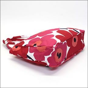 マリメッコ PAPAVER PIENI UNIKKO 042631 001 33152 white/red ウニッコ柄 コットンキャンバス ショルダー・トートバッグ