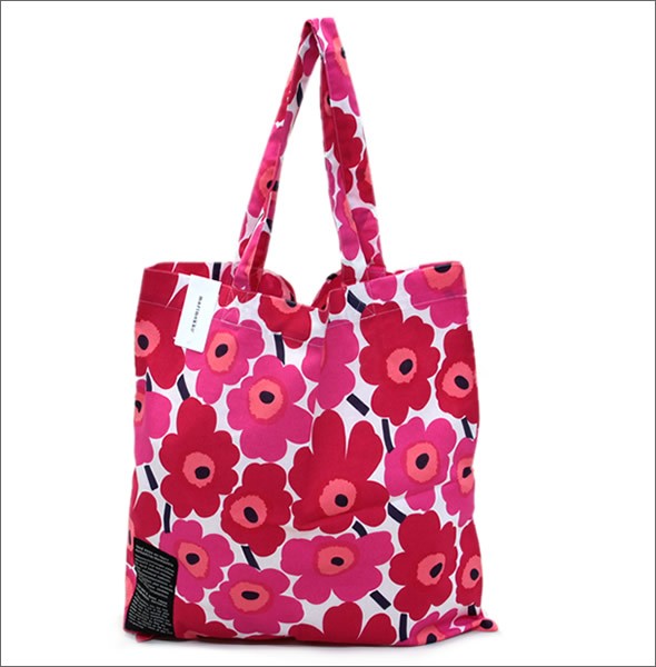 マリメッコ SILVER MEDAL BAG 062420 001 A MINI-UNIKKO ミニウニッコ柄 ファブリック トートバッグ エコバッグ