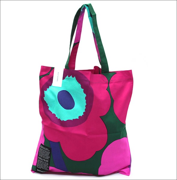 マリメッコ SILVER MEDAL BAG 062420 100 K UNIKKO ウニッコ柄 ファブリック トートバッグ エコバッグ