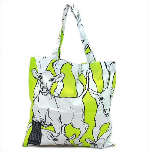 マリメッコ SILVER MEDAL BAG 062420 162 G ILTAVILLI イルタヴィッリ 牛モチーフ柄 ファブリック トートバッグ エコバッグ