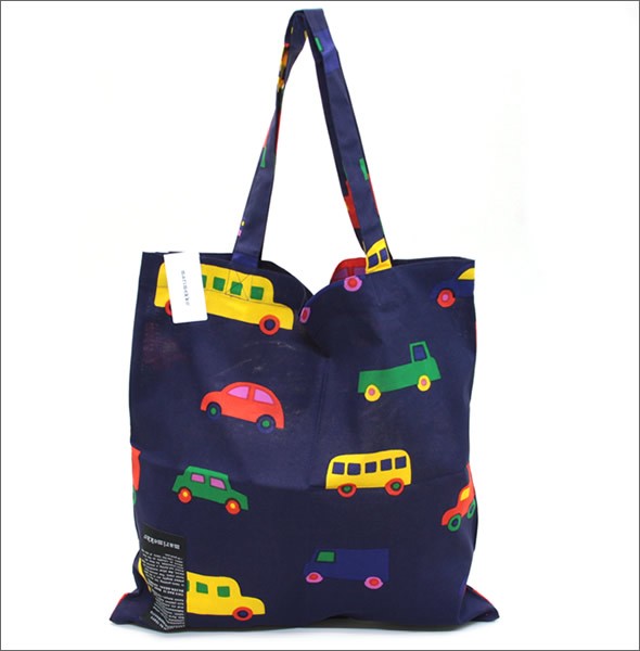 マリメッコ SILVER MEDAL BAG 062420 162 H BOBOO ブーブー くるまモチーフ柄 ファブリック トートバッグ エコバッグ