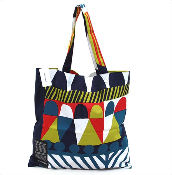 マリメッコ SILVER MEDAL BAG 062420 162 L Spring/summer 幾何学模様 ファブリック トートバッグ  エコバッグ