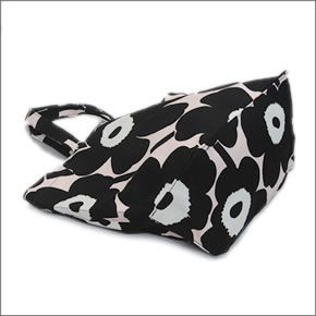 マリメッコ KAMILLA UNIKKO 040966 291 powder/black/off-white ウニッコ柄 コットンキャンバス トートバッグ
