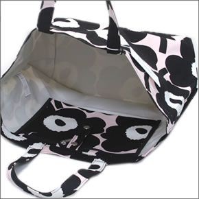 マリメッコ KAMILLA UNIKKO 040966 291 powder/black/off-white ウニッコ柄 コットンキャンバス トートバッグ