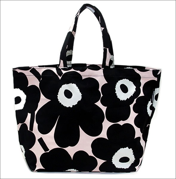 マリメッコ KAMILLA UNIKKO 040966 291 powder/black/off-white ウニッコ柄 コットンキャンバス トートバッグ