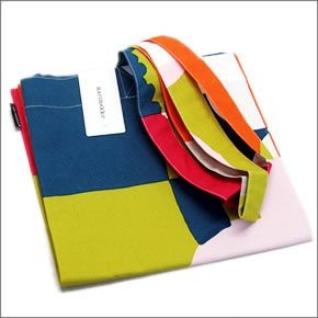 マリメッコ RUUTU-UNIKKO BAG 067302 536 blue/red/lime ウニッコ柄×チェック ファブリック トートバッグ  エコバッグ