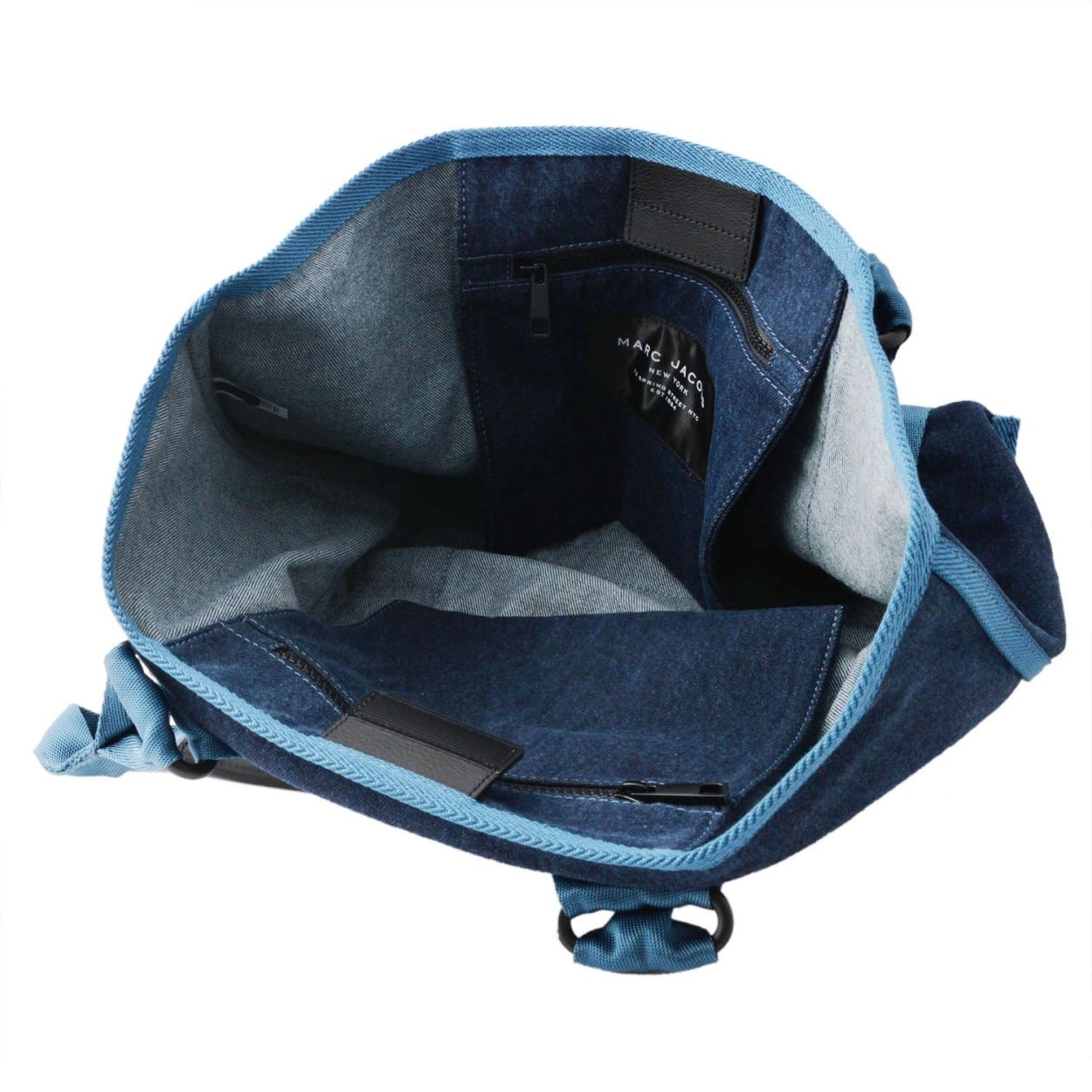 マークジェイコブス MARC JACOBS M0011124-423 Denim ミリタリーロゴプリント トートバッグ スモール A4サイズ対応 New Logo Tote Small