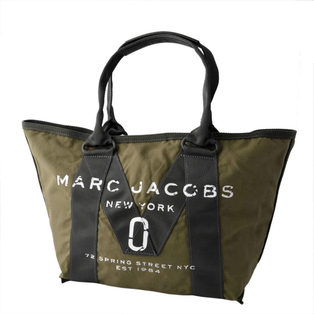 マークジェイコブス MARC JACOBS M0011222-313 Army Green ミリタリーロゴプリント トートバッグ スモール A4サイズ対応 New Logo Small Tote