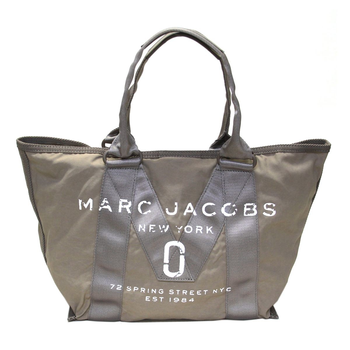 マークジェイコブス MARC JACOBS M0011222-063 French Grey ミリタリーロゴプリント トートバッグ スモール A4サイズ対応 New Logo Small Tote