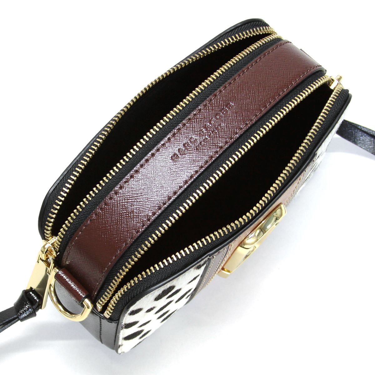 マークジェイコブス MARC JACOBS M0012623-002 Black Multi ダブルJロゴ ダルメシアン ヘアカーフ スナップショット スナップショット ショルダーバッグ  Dalmation Haircalf Snapshot