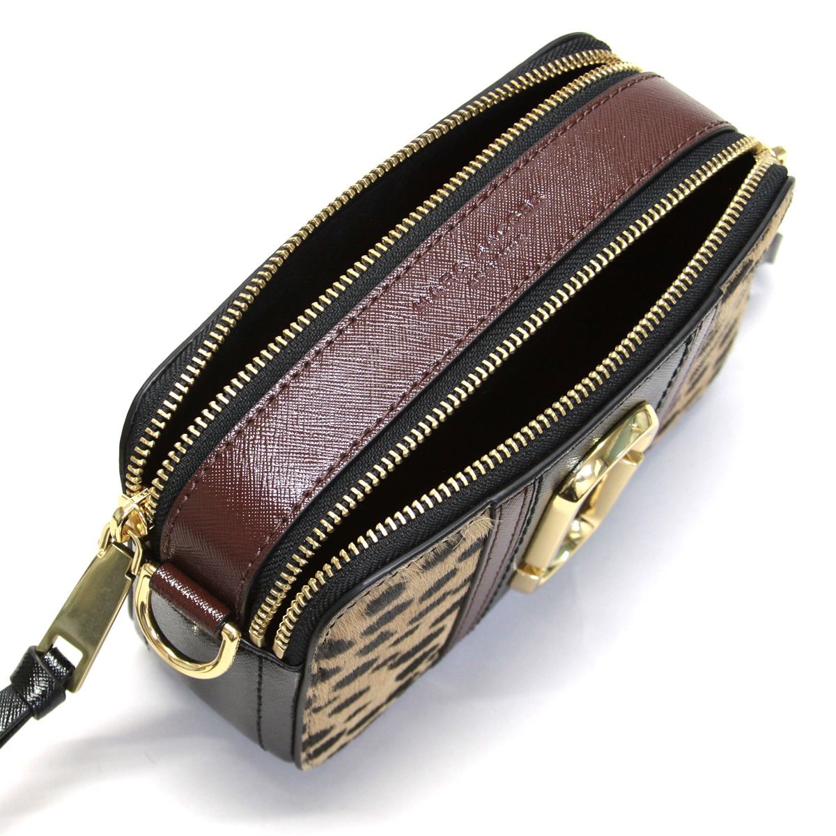 マークジェイコブス MARC JACOBS M0013002-002 Black Multi ダブルJロゴ レオパード ヘアカーフ スナップショット スナップショット ショルダーバッグ  Leopard Haircalf Snapshot