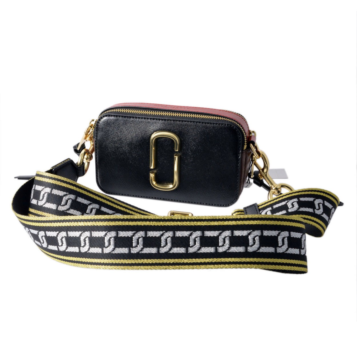マークジェイコブス MARC JACOBS M0012007-014 Black/Chianti ダブルJロゴ スナップショット カラーブロック ショルダーバッグ スモール カメラバッグ クラッチ Snapshot
